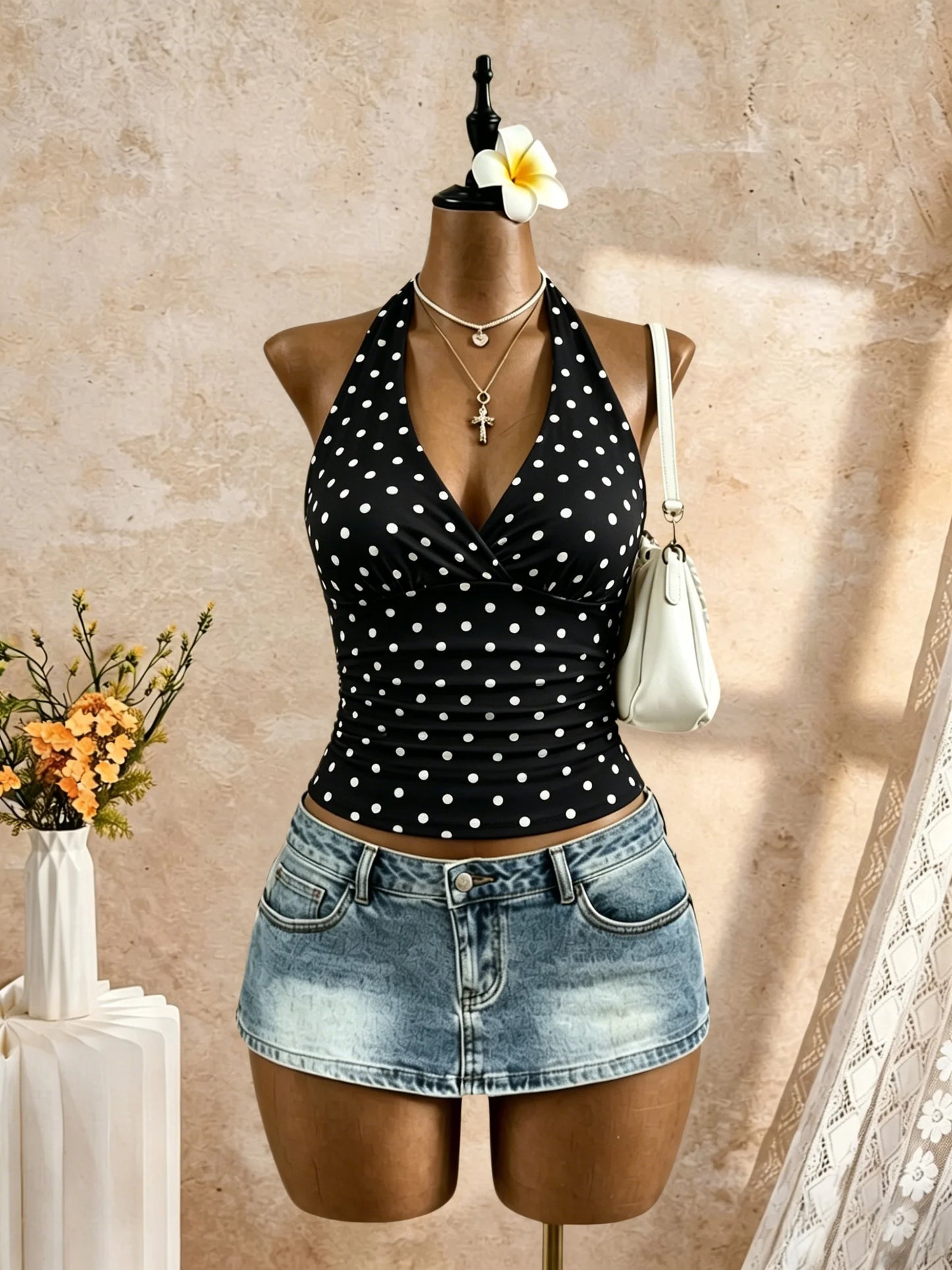 Women Halter Deep V Cross Wrap Side Ruched Slim Crop Camisole 2026 Summer Y2K Solid White Sleeveless Casual Daily Tank Top