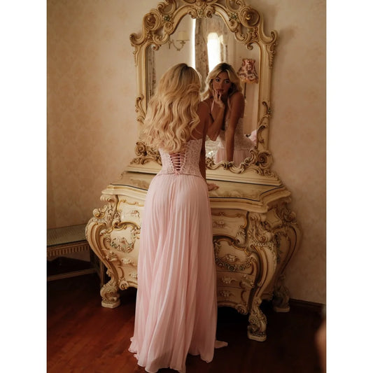 Halter Neck Lace Prom Dress A-Line Floor-Length Vestidos De Noche Elegant Lace-up Back Evening Dresses 2026