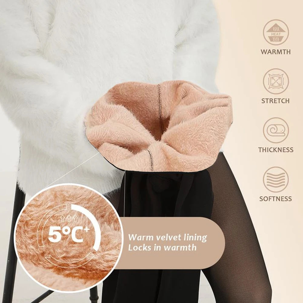 Seam Fleece Lined Tights Shaping Thermal Leggings Band Translucent Pantyhose Sheer Fleece Leggings Plus Size