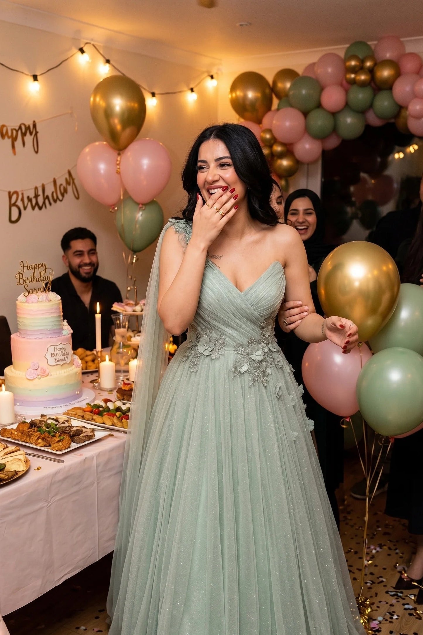 Light Green Party Evening Dress Mesh Grace Eid Al-fitr Line  2024 Ball Gowns Formal Wedding