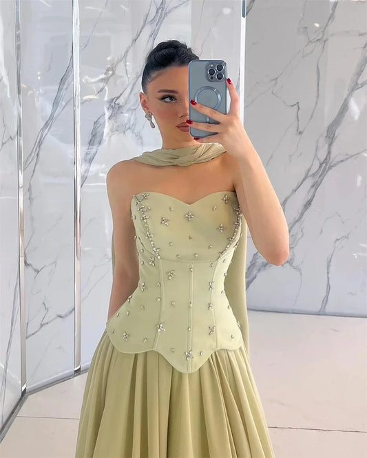 Contessa Dubai Evening dresses A-line prom party dress 2025 Luxury Strapless Floor-length