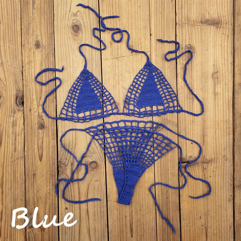 Handmade Crochet Mini Bikini Set Sexy Beach Micro-Swimsuit Sundress - Women's Swimwear