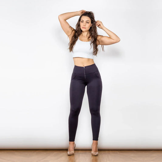 Women's Fitness Pants Korean Style Casual Skinny Stretch Zipper Joggers Black Leggings for Women