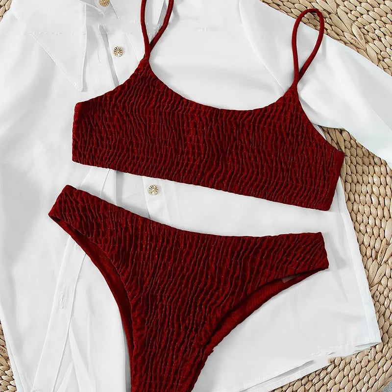 Sexy for Women Bikini Summer 2025 New Simple Solid Swimwear Bikinis Sets