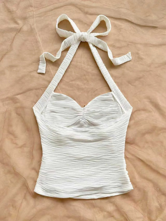 Women's starfish shell decoration, starfish metal button knitted fabric vest, suitable for parties