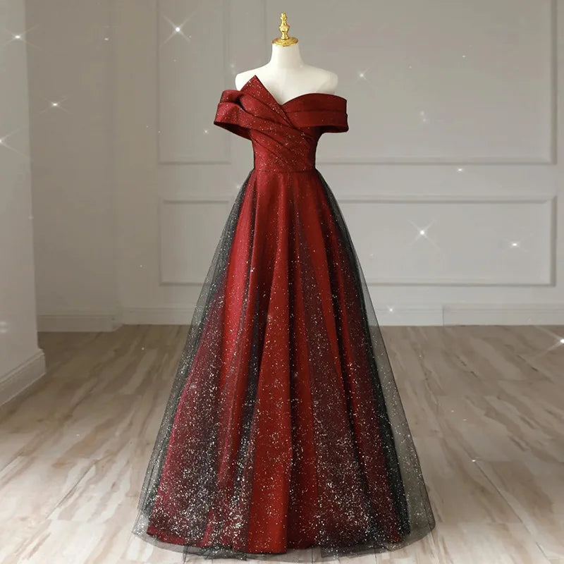 Elegant Sexy Boat Neck Evening Prom Dresses for Women Summer 2026 Host Birthday Wedding Party Dress Formal Occasion Vestidos