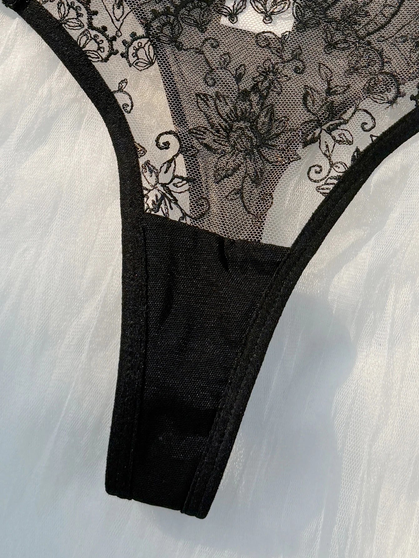 women's black comfortable lightweight bow semi transparent lingerie
