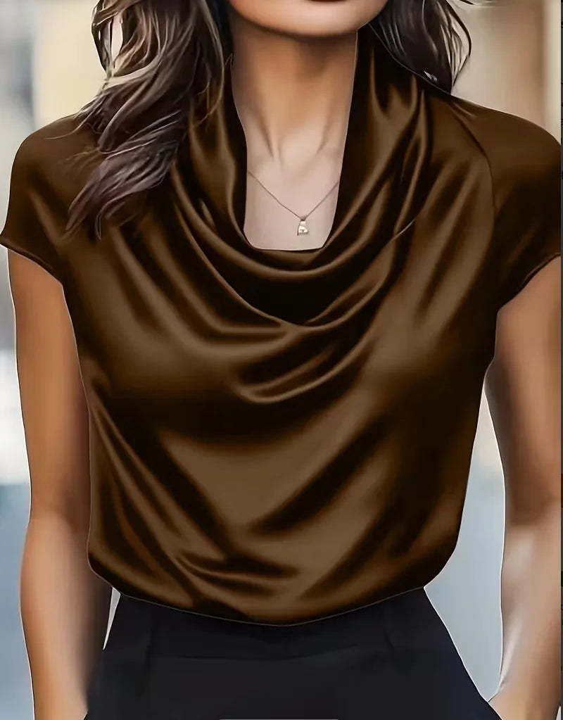 Blusa Drapeada em Cetim Crepe