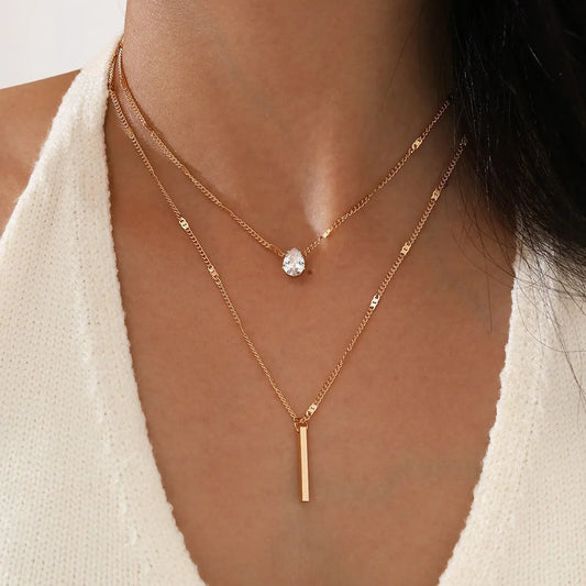 Pendant Necklace For Women Multilayer Chain Choker Fashion Female Party Shiny