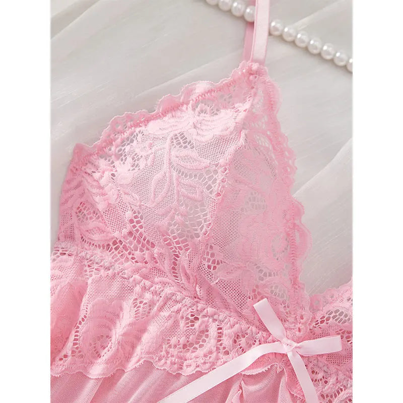 Woman Underwear Nightgown Thong Sets Plus Size Suspender Lace Lingerie Sexy Accessories Erotic Bra Nightdress lencería