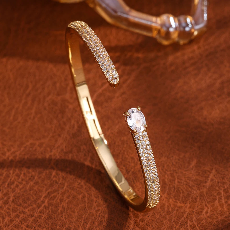 Luxury Geometry Gold Color Cuff Bangles For Women  Bracelets INS Party Everyday Jewlery