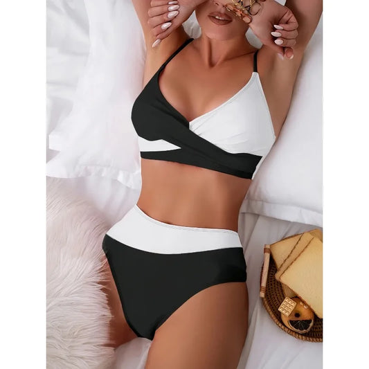 New bikini 2025 Swimsuit Sexy Women Tight Hollow Swimsuit Backless Swimwear Cross Push Up Beach Bathing Suit