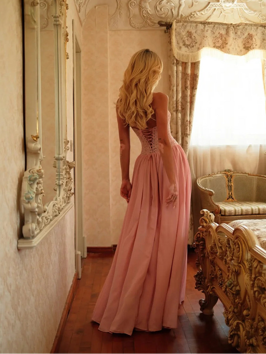 Sweetheart Champagne A-Line Elegant Evening Gown Luxury Formal Women's Ladies New Premium