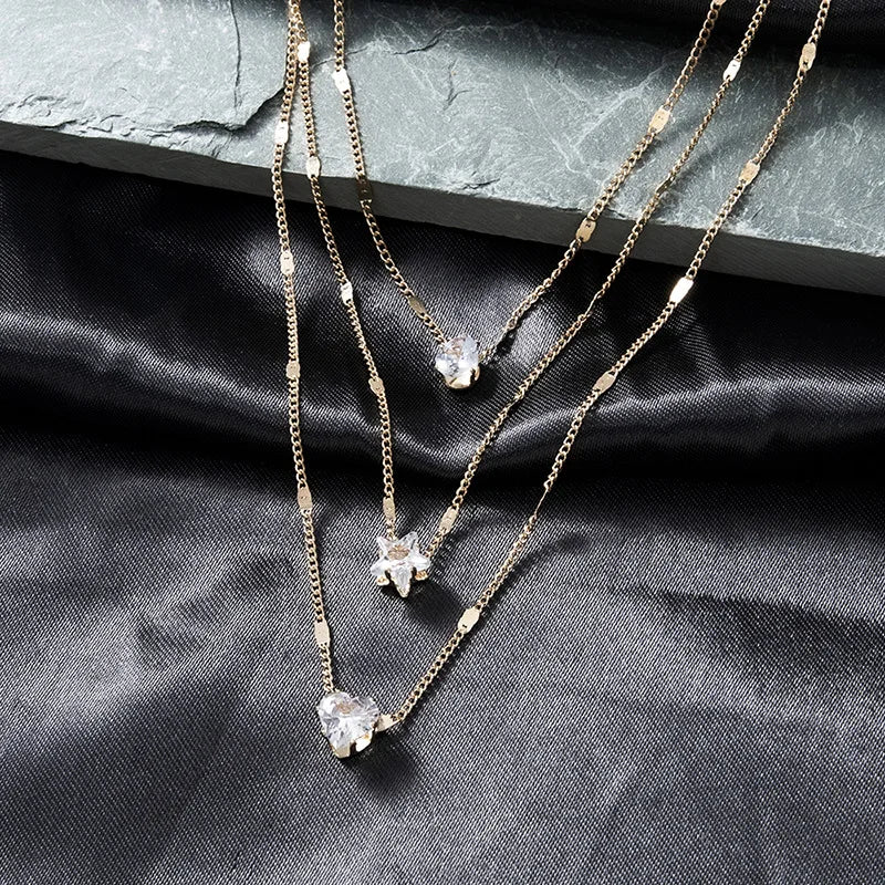 Pendant Necklace For Women Multilayer Chain Choker Fashion Female Party Shiny