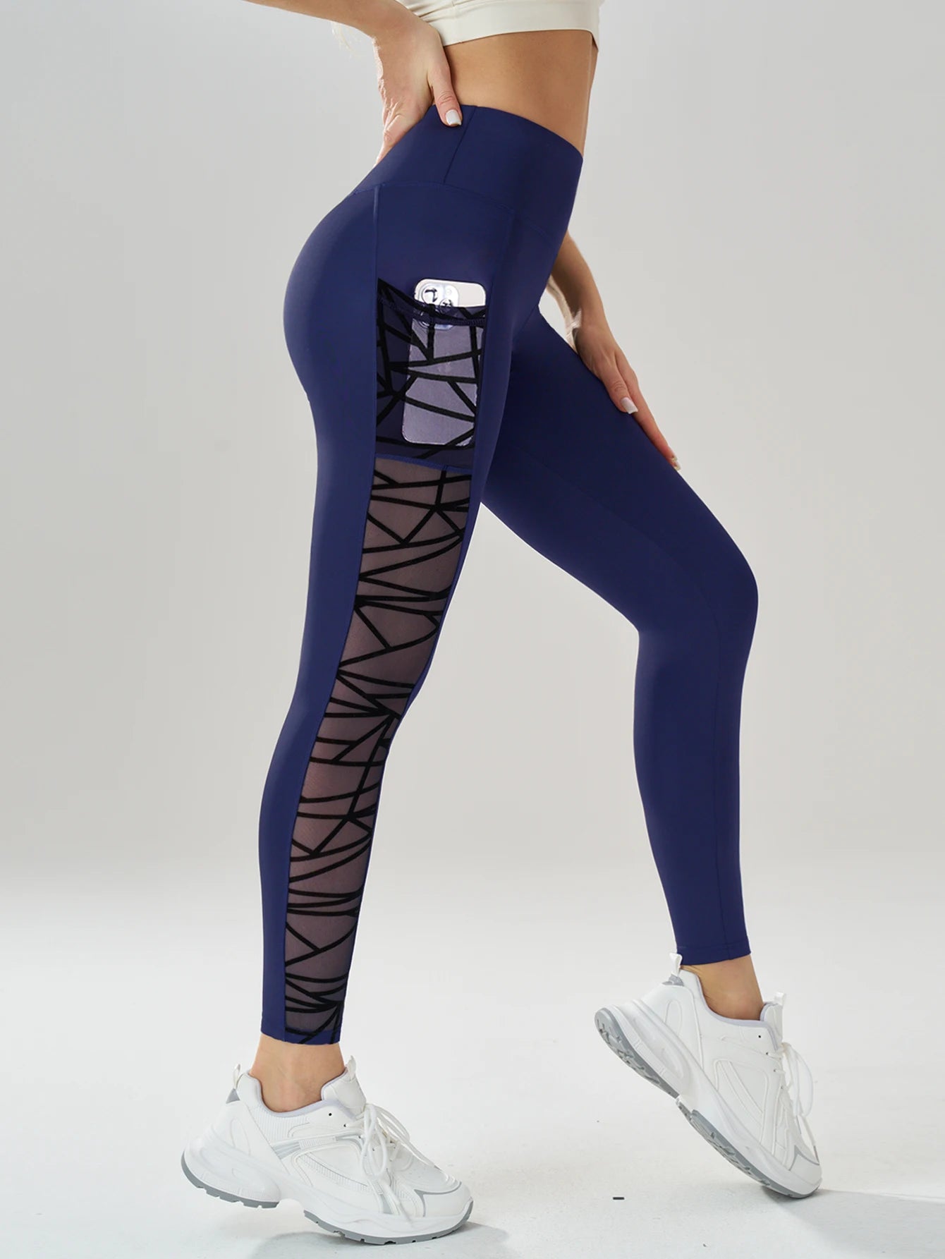 Yoga Women's Leggings Black Fabric Patchwork High Waist Soft Comfortable Gym Fitness Sportswear Long Pants