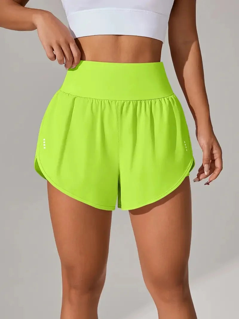 New Women's High Waisted Sports Shorts Yoga Pants Quick Dry Anti-Glare Slim Fit