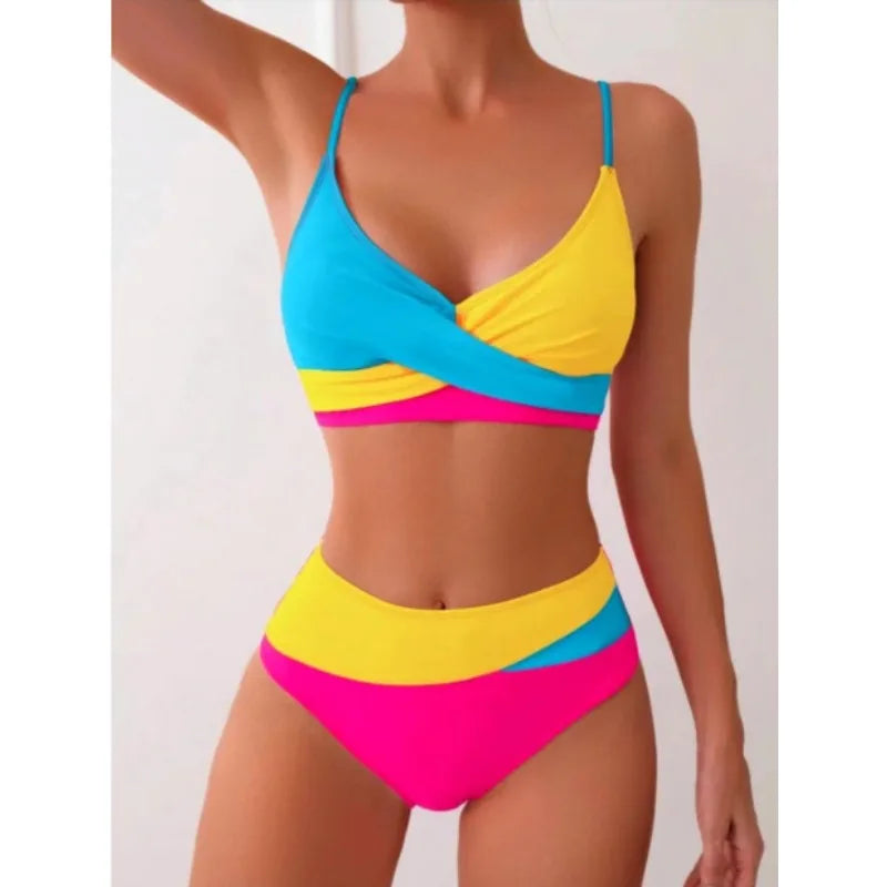 New bikini 2025 Swimsuit Sexy Women Tight Hollow Swimsuit Backless Swimwear Cross Push Up Beach Bathing Suit