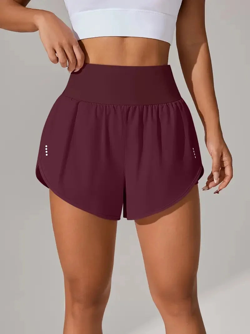 New Women's High Waisted Sports Shorts Yoga Pants Quick Dry Anti-Glare Slim Fit