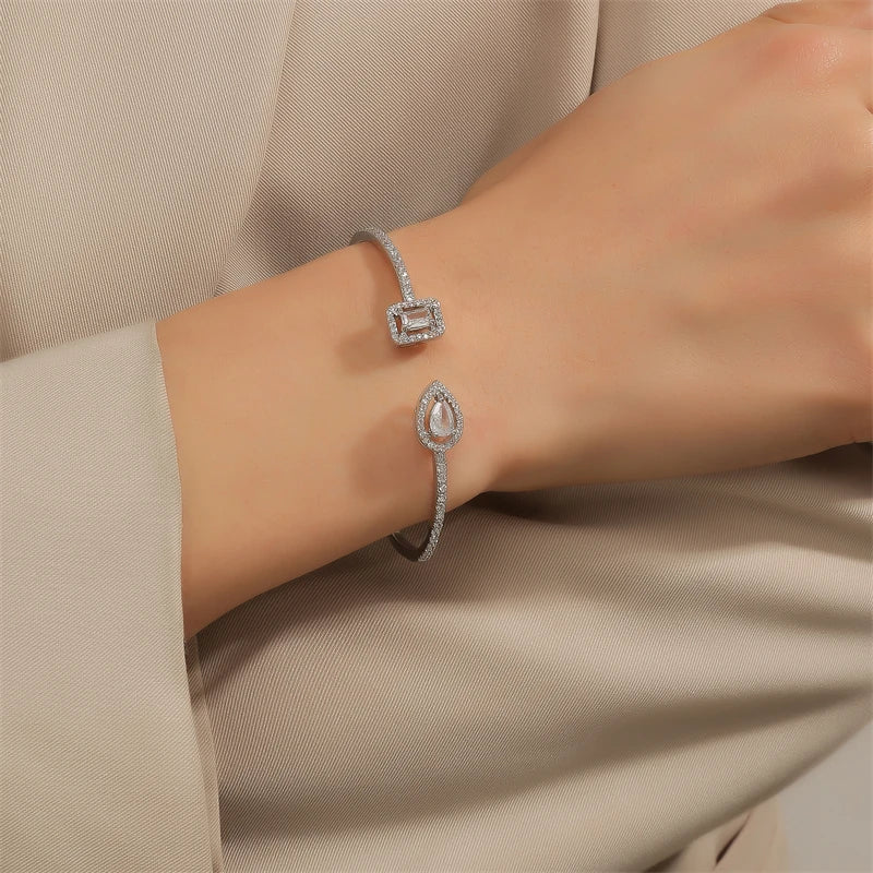 Luxury Geometry Gold Color Cuff Bangles For Women  Bracelets INS Party Everyday Jewlery