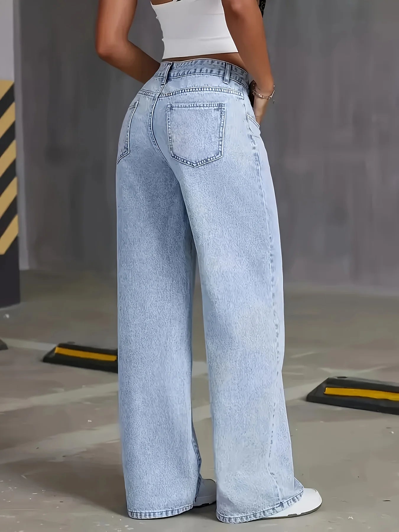 Jeans For Woman Clothes Light Blue Wide Leg Denim Pants Loose Fashion Simple Stretch Free Four Seasons Popular Casual