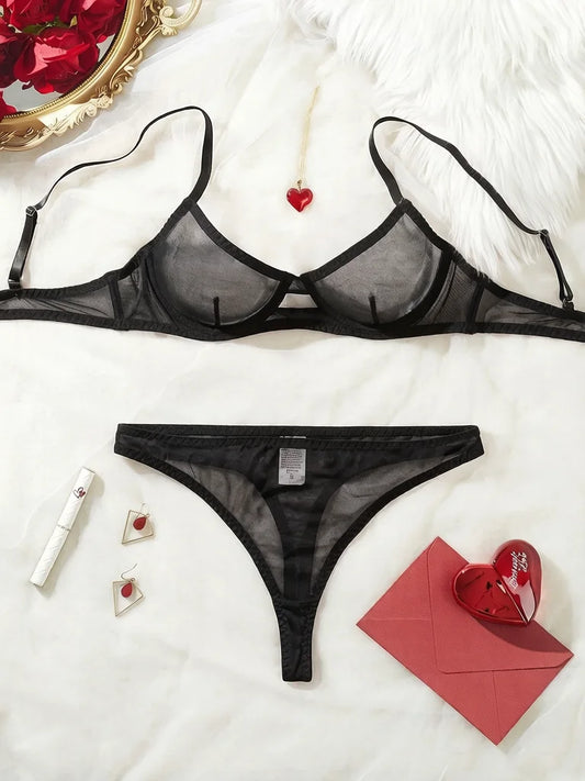 Sexy Lingerie Women Thin Transparent Lace See Through Female Erotic Underwear Bra And Panty Set Sleepwear