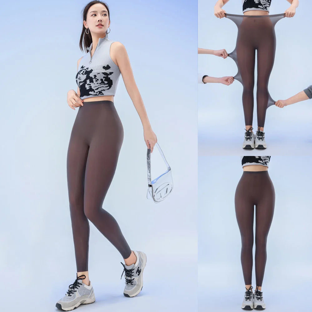 Summer Ultra-Thin Skin Sunscreen Leggings Women High Elastic Transparent Facial Mask Underwear Tight Sexy Sport Legging