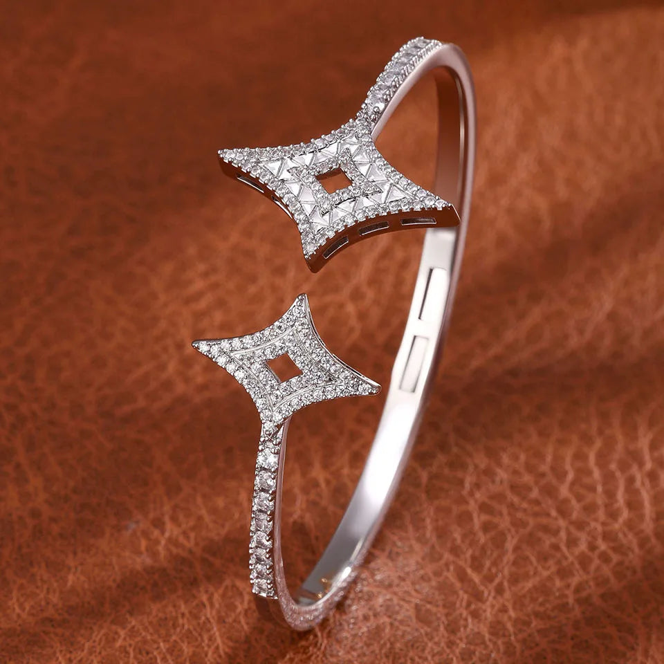 Luxury Geometry Gold Color Cuff Bangles For Women  Bracelets INS Party Everyday Jewlery