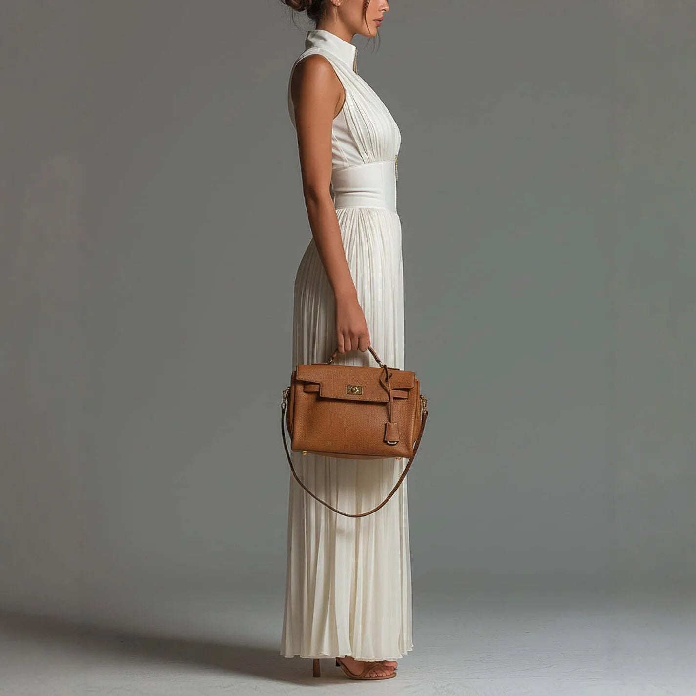 Women Elegant Chiffon Sleeveless Jumpsuit High Waist Pleated Flowy Wide Leg One Piece Overalls Holiday Casual Streetwear Rompers