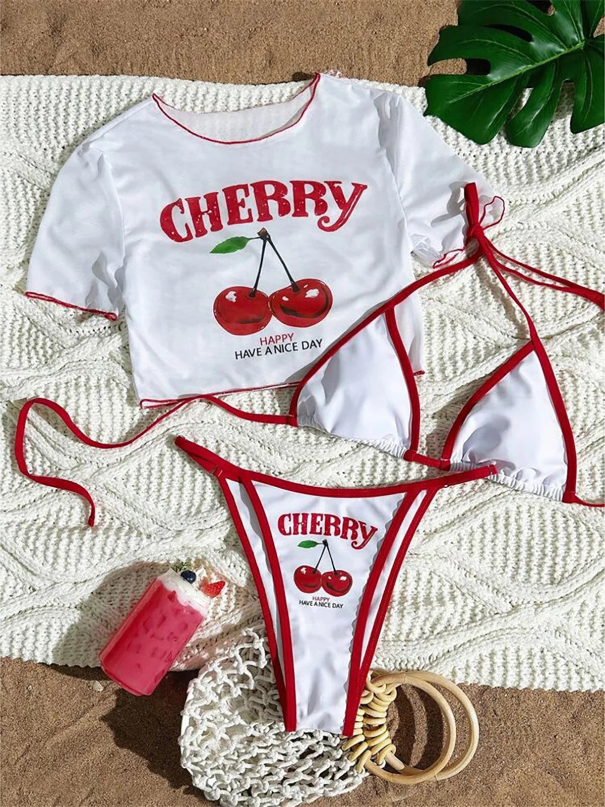 Bikini set Short Sleeve Bikini Female Swimsuit Women Swimwear Bather Bathing Suit Swim