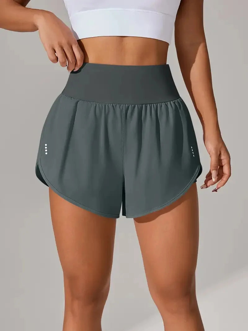New Women's High Waisted Sports Shorts Yoga Pants Quick Dry Anti-Glare Slim Fit