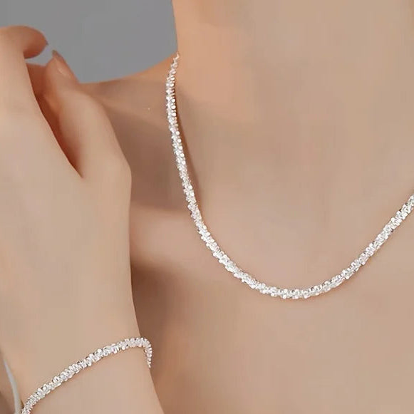 Sterling Silver Chain Bracelet necklace Jewelry Set, for women lady men Wedding