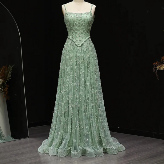 Evening Dresses Woman Elegant Dress Luxury Wedding Guest Sleeveless Line A Beaded Lace Robe Soiree Ball Gowns