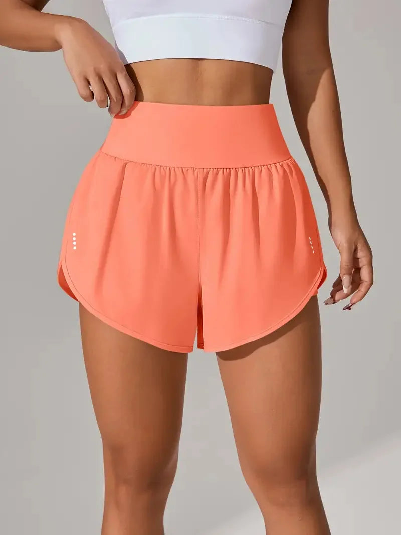 New Women's High Waisted Sports Shorts Yoga Pants Quick Dry Anti-Glare Slim Fit