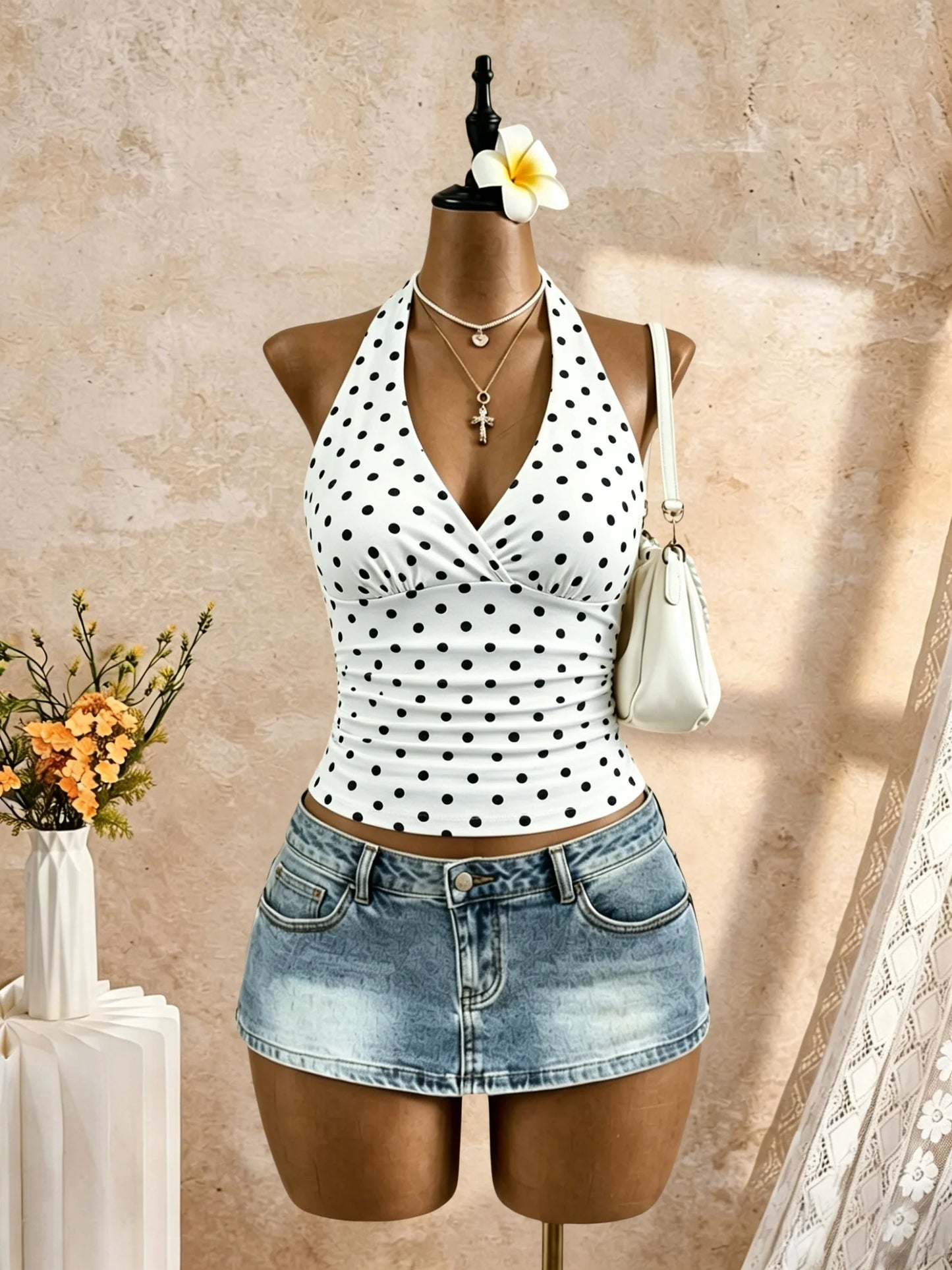 Women Halter Deep V Cross Wrap Side Ruched Slim Crop Camisole 2026 Summer Y2K Solid White Sleeveless Casual Daily Tank Top
