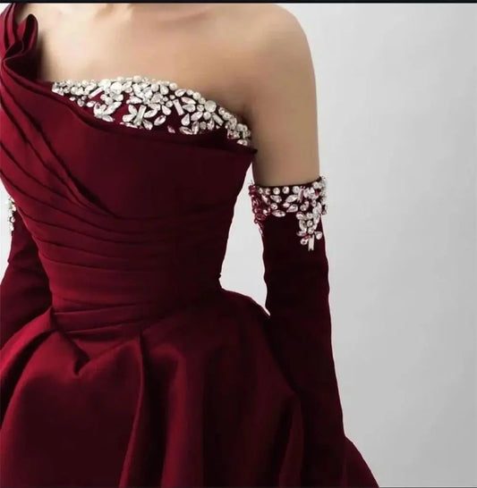 Aileen Satin Off The Shoulder Black Ball Gown Formal Evening Gown 2026 Luxury Appliques Beading Customized Robes De Soirée