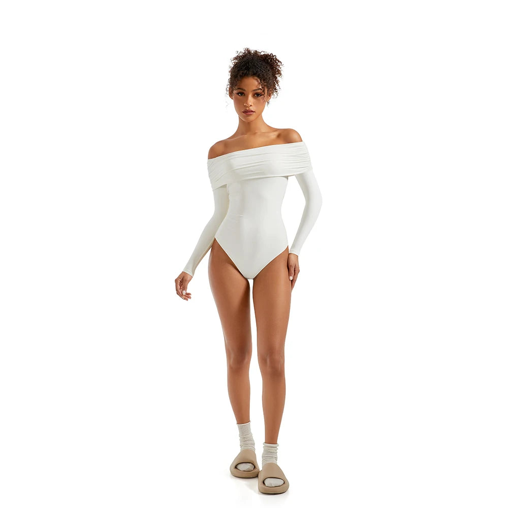 Bodysuit Blouse for Women Autumn Winter Slim Fit Off Shoulder Bodysuits Streetwear Bodycon Rompers Femme