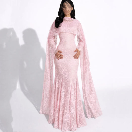 Femme Dresses Gala Customized Women Evening Dress Vestidos De Noche Brillantes Lace Pink 2026