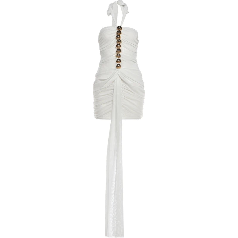 Vestido Malha Fina com Metal