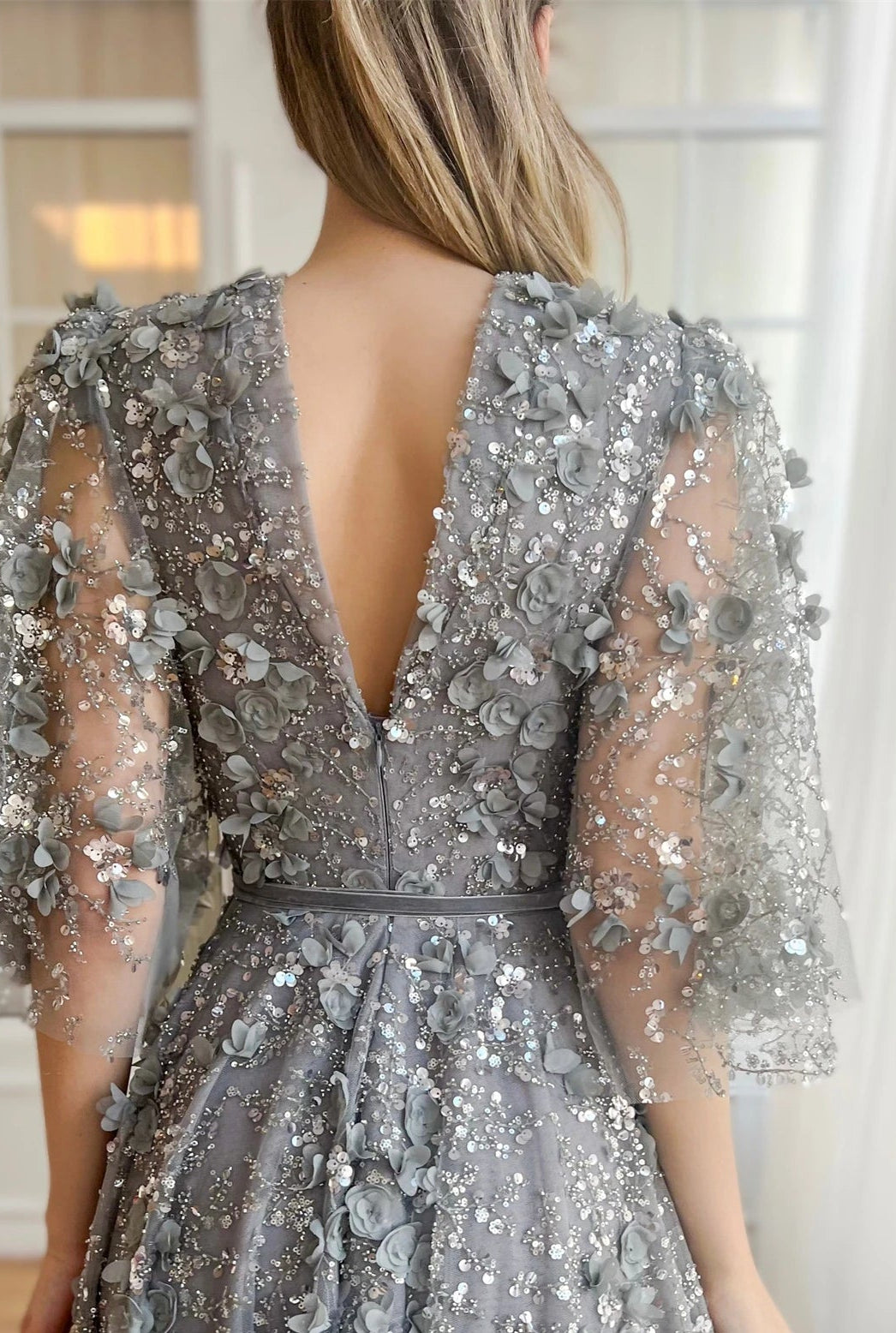 Party Evening Dress Grey Ball Female Dresses for Youth Women Prom Deess Evones Long Gala