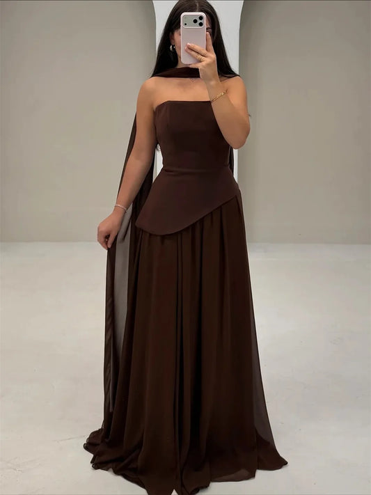 Luxurious Women's Evening Dresses for Special Occasions Tube Top Sleeveless and Backless Prom Dress Party