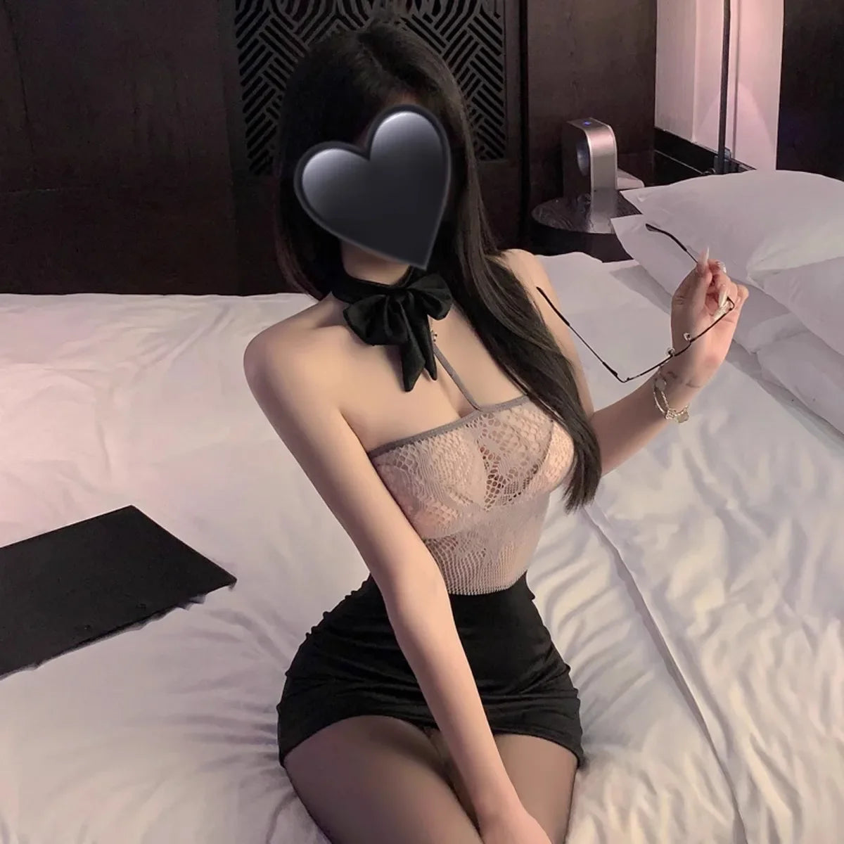 Sexy Short Skirt Secretary Girl Dress Hanging Neck Sleep Dress Pure Desire Style Broadcasters Uniform Mini Dress Home Wear