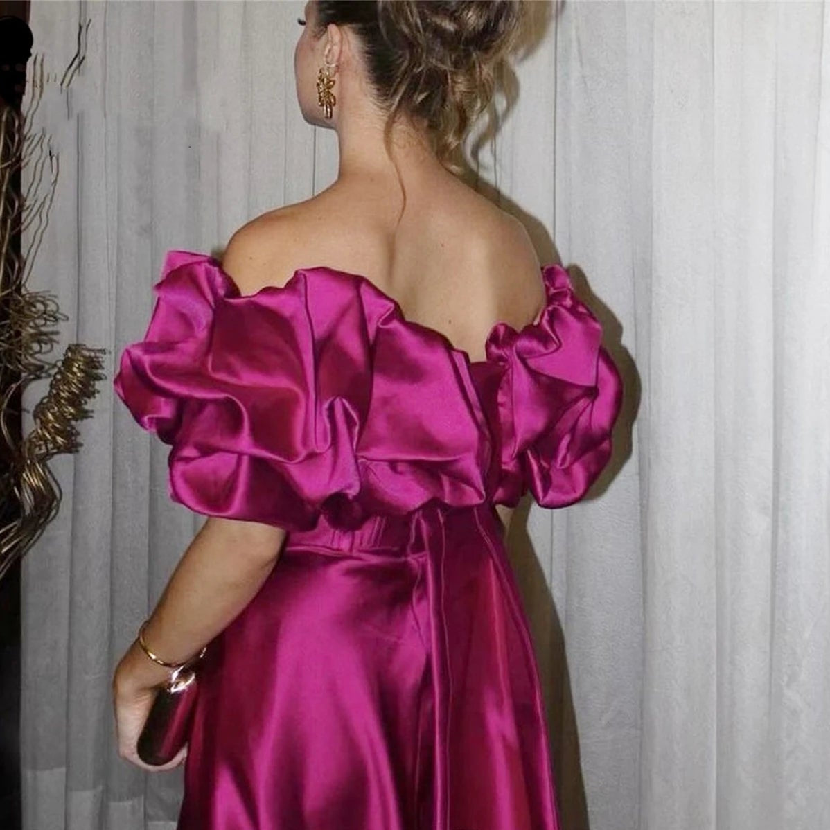 Evening Satin Line A Three-dimensional Rotator Cuff Elegant Party Long Dresses for Formal Occasions Luxury