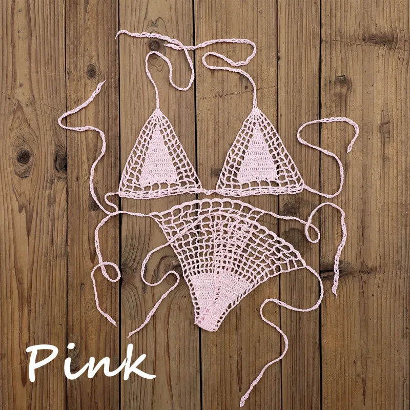 Handmade Crochet Mini Bikini Set Sexy Beach Micro-Swimsuit Sundress - Women's Swimwear