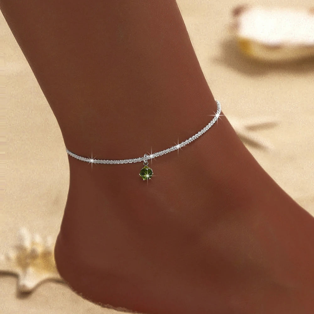 Bracelets for Women Girl Trendy Waterproof Zircon Charm Dainty Layer Chain Anklets