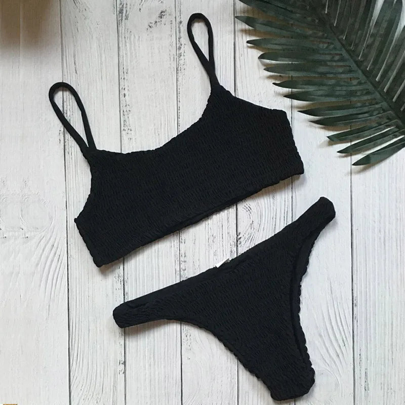 Sexy for Women Bikini Summer 2025 New Simple Solid Swimwear Bikinis Sets