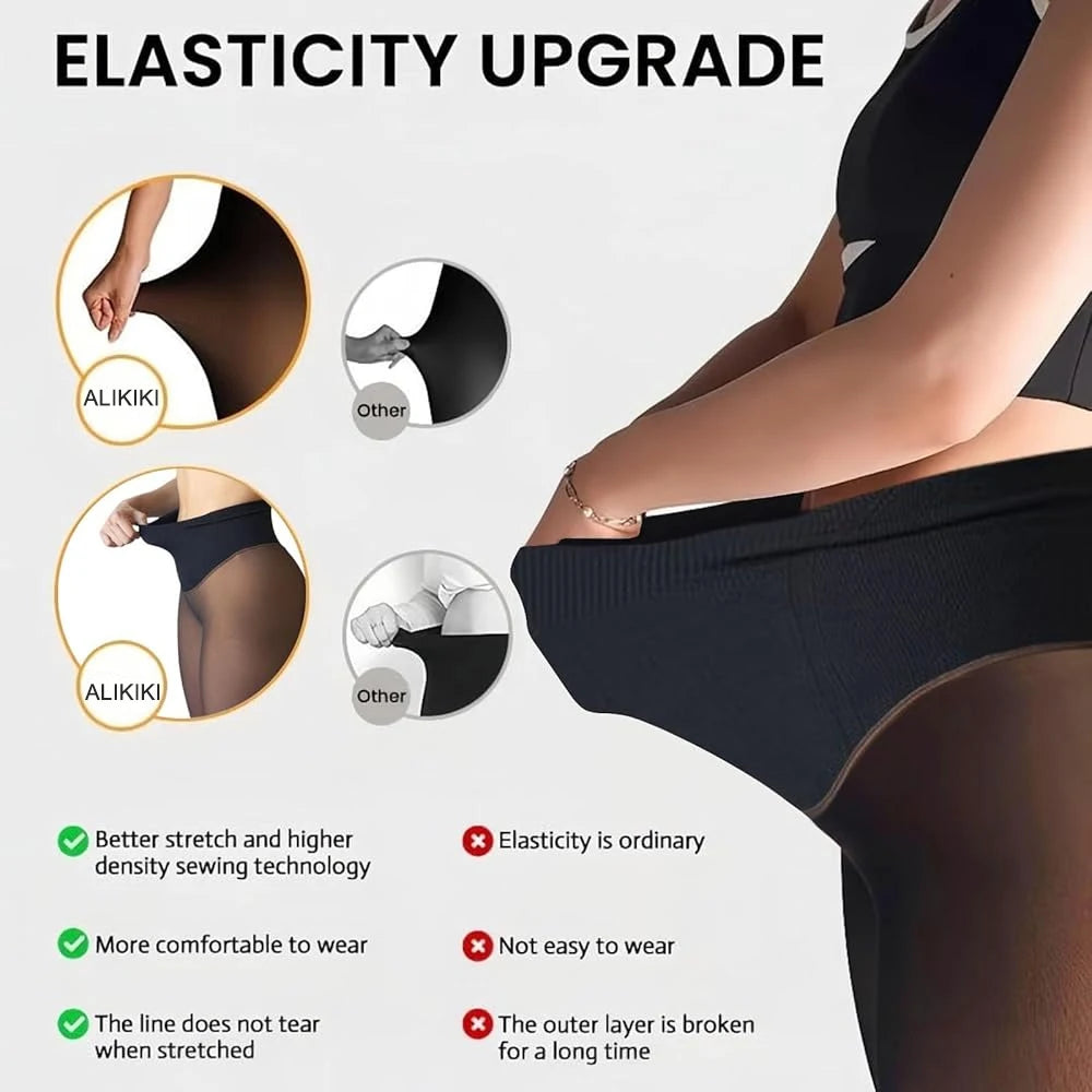 Seam Fleece Lined Tights Shaping Thermal Leggings Band Translucent Pantyhose Sheer Fleece Leggings Plus Size